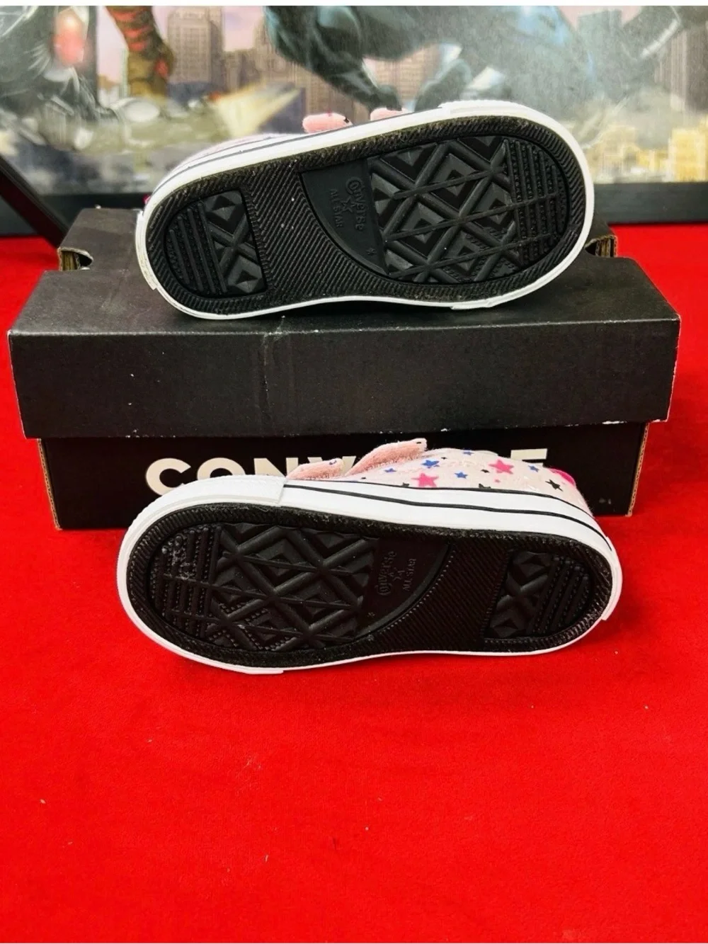 Converse Pink Star Print Velcro Kids Sneakers